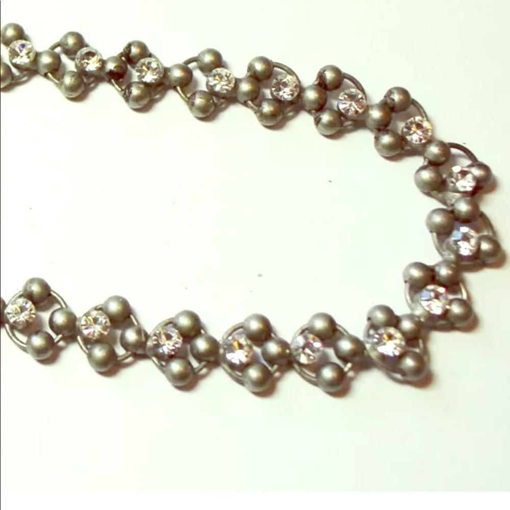 Club Monaco Brushed Silver &  Rhinestone Necklace